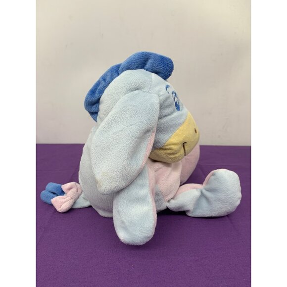 Disney Baby Eeyore Rattle 9 Inch Plush Stuffed Animal Blue Purple Embroidered Fa - Picture 2 of 13